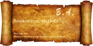Boskovics Anikó névjegykártya